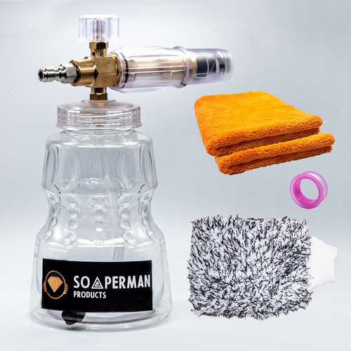 Premium Car Care Kit: Pressure Washer Foam Cannon, Hand Wash Glove, 2X Microfibe - Picture 10 of 12