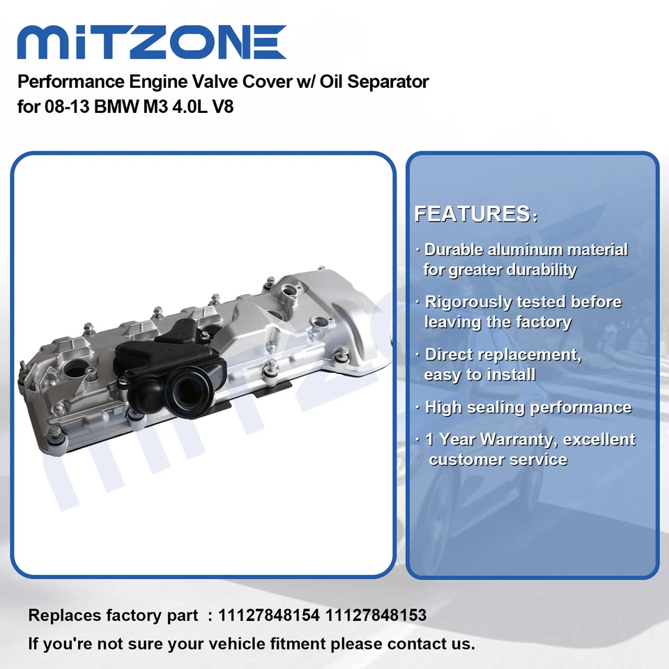 Cubierta de válvula Mitzone Performance con separador aceite-agua para 08-13 BMW M3 4,0 L V8 Foto 4 de 4