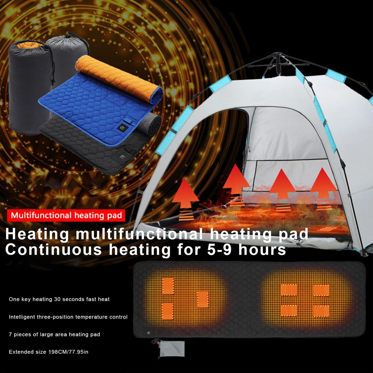 USB Heating Sleeping Mattress Thermal Mat Camping Tent Heated Bag