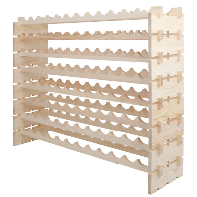 Wine Rack Wood - 96 Bottles Modular Wine Racks 12 bottles x 8 shelves Sturdy 