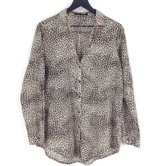 ZARA BASIC Leopard Print Button Up Adjustable Sle… - image 2