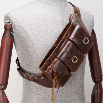 Real Leather Men's Motorcycle Outdoor Waist Fanny Pack