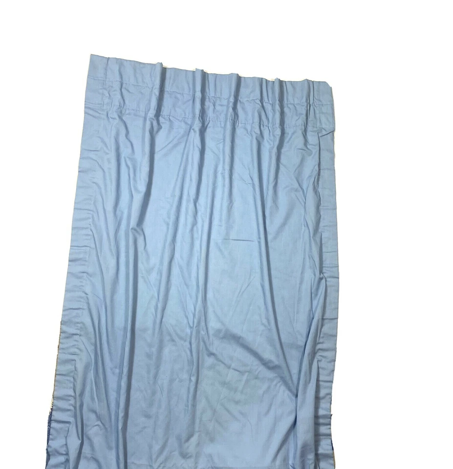 Vintage 1970s Rare Croscill Drapes Curtains Panels 84" Solid Blue Luxury Pair - Image 4 of 4