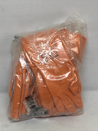 (12-Pair) Ansell Heavyweight Chemical Resistant Glove Orange 87-208 size 9. - Picture 2 of 2