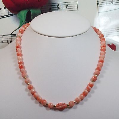 pink coral choker sterling silver gld plated necklace spiral  necklace Pink coral necklace coral and gold necklace large golden