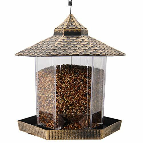 Mangiatoia per uccelli selvatici da appendere per giardino cortile decorazione esterna, forma esagonale - Foto 5 di 5