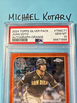 JUAN SOTO 2024 TOPPS CHROME AUTO PSA 10 SILVER PACK 10/25 Orange 
