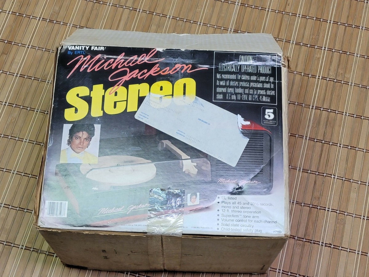 VINTAGE Michael Jackson 1984 ERTL record player with speakers NEW