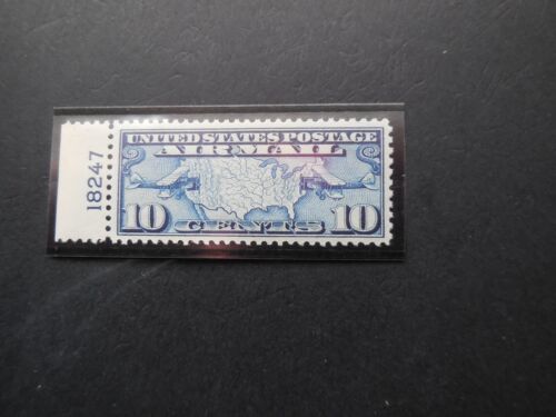 #C7 10c Map of US & 2 Planes Plate # Single MNH OG VF CV $40 "Incs New Mount" #1 - Picture 3 of 3