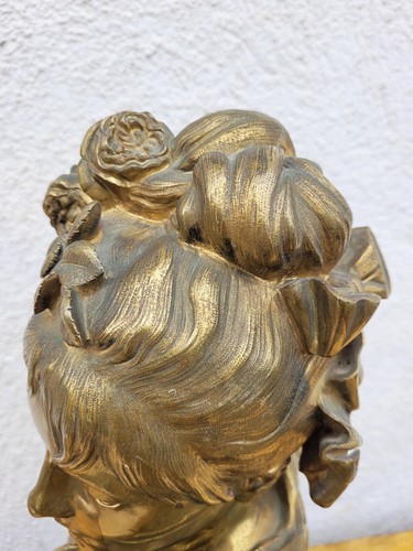 A Carrier, Buste De Femme En Bronze, Signé, XIXème Siècle - Picture 10 of 17