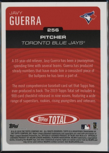 Javy Guerra 2019 Topps Total #256 Toronto Blue Jays Nationals (A) - Foto 2 di 2