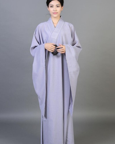 New Buddhist Monk Shaolin Dress Meditation Haiqing Robe Long Gown Kung Fu Suit - Picture 9 of 15