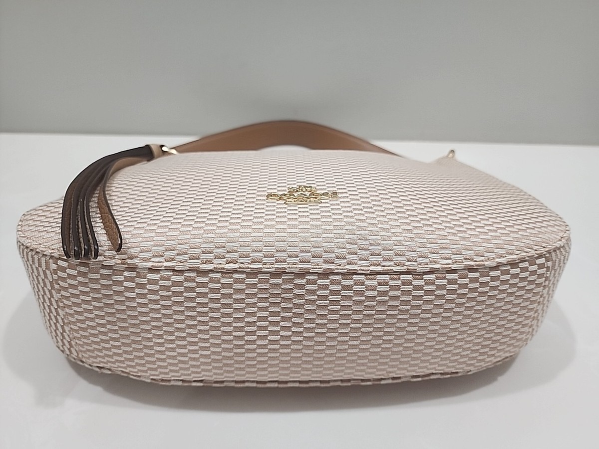 COACH Jacquard Sutton Satchel Crossbody Beechwood & Natural