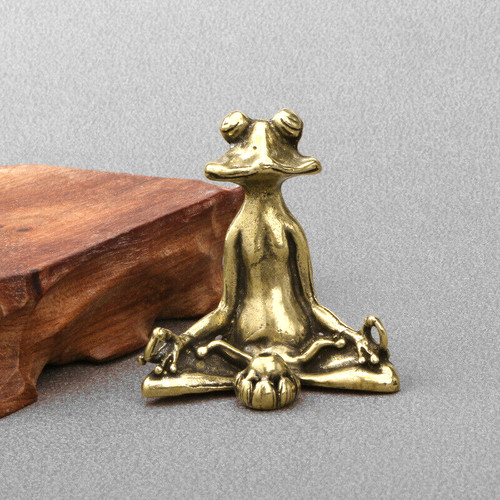 Messing Meditation Froschstatue Tier Figuren Spielzeug Home Office Dekoration - Bild 1 von 12