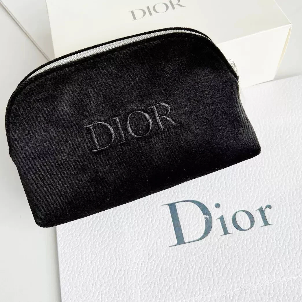 DIOR Beauty CD Logo Élégante Pochette Velours Noir Cosmétique Pochette Maquillage Neuf dans sa boîte