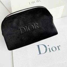 DIOR Beauty CD Logo Elegant Black Velvet Clutch Cosmetic Bag Makeup Pouch BNIB