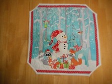 Quilted table runner - Snowman with woodland animals - handmade