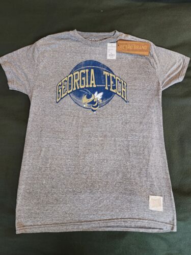NWT Georgia Tech Heather Gray Short Sleeve T shirt Graphic Yellow Jacket-MEN S M