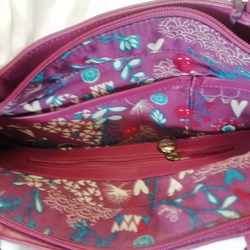 Yoshi Lichfield Handbag Magenta with Patterned Lining H14 - Picture 5 of 7