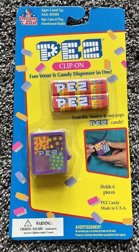 Vintage New in Package Pez Purple Clip On Dispenser New Sealed