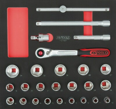 KS TOOLS SCS 1/2'' Steckschlüssel-Satz, 26-tlg. in 2/3 Systemeinlage Slim Power