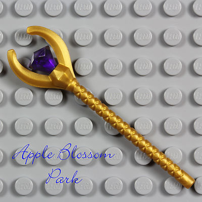 NEW Lego Pharaoh Quest GOLD STAFF  Mummy King Minifig Weapon w/Purple Jewel Gem