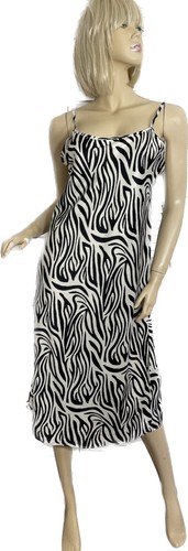NWT Cruz Natori Nightgown SMALL Black & Ivory Print K/L Satin Animal House - Picture 12 of 13