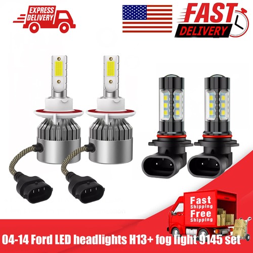 8000K LED Headlight Hi/Lo + Fog Light 4 Bulbs Combo kit For 2004-2014 Ford F-150 - Picture 2 of 14