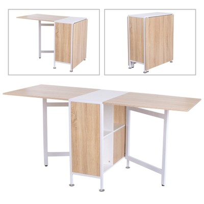 Fold Away Work Table Space Saving Dining Down Flat Wood Folding