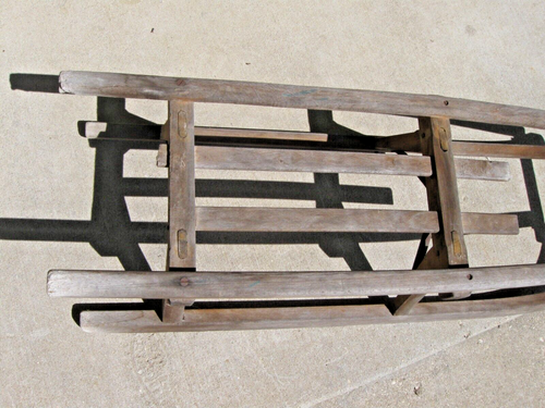 Antique Victorian Bentwood Sled Child's Wood & Iron Runners - Picture 3 of 11