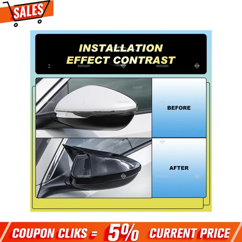 For Honda Accord 2018-2021 Glossy Black Ox horn Rear View Mirror Cover Cap Jylir