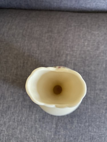 Vaso Lenox Fiore Gambo Lungo Rosa 8 Pollici Crema Rodora con Finiture Oro Made in USA - Foto 3 di 5
