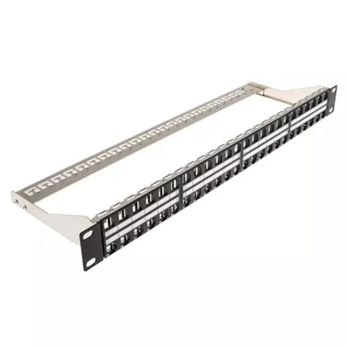 48 Way Port 1U Keystone Patch Panel Cat6 Cat6a Cat5e Fibre + earth wire UNLOADED