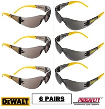 6- DeWalt PROTECTOR SMOKE GRAY Safety Glasses UV ANSI Z87+ Sport Work Sunglasses