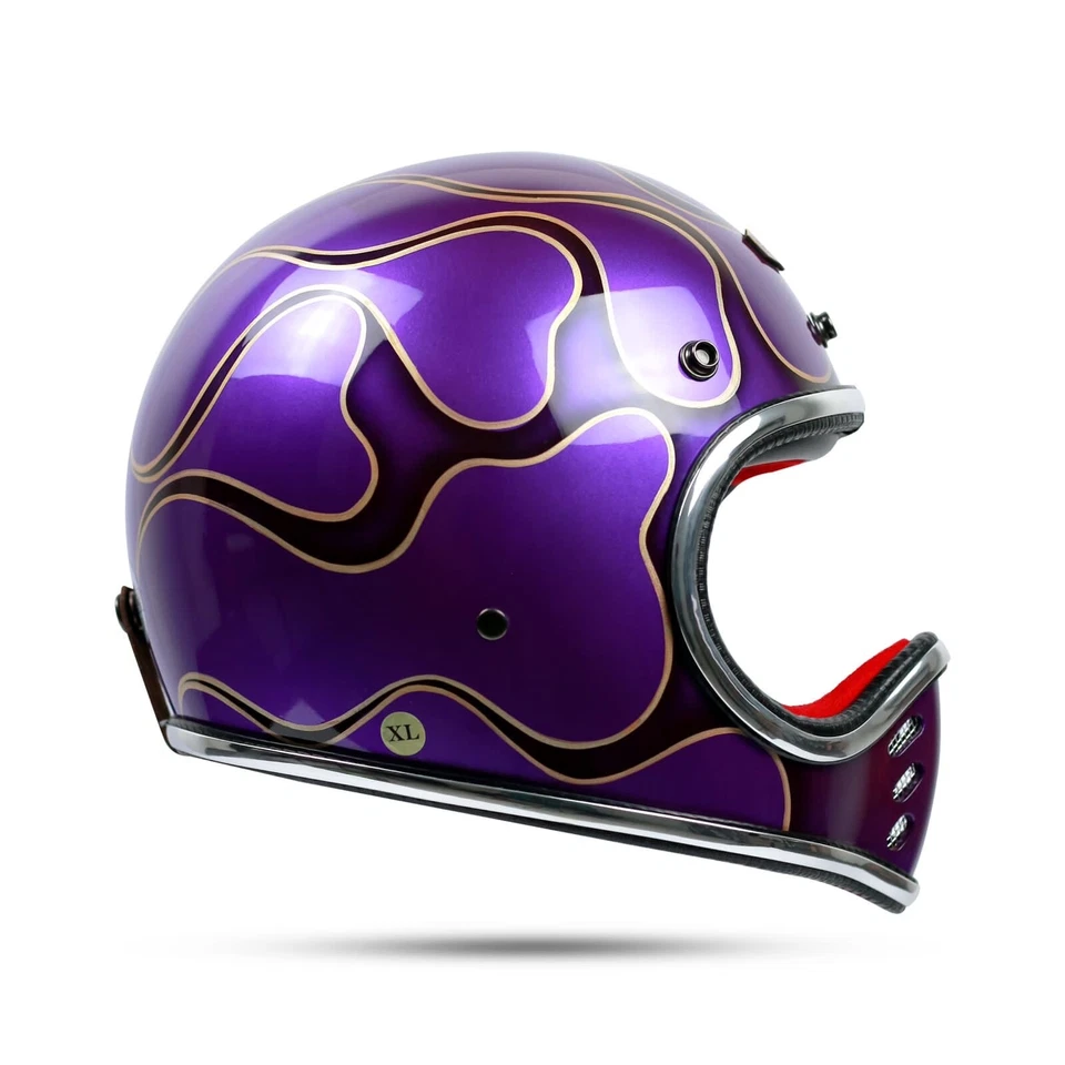 CASCO PERSONALIZADO VINTAGE SLIMMOTO NEGRO LLAMAS CRACK CAFÉ RACER BOBBER CHOPPER BICICLETA Foto 3 de 4