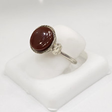 Antique Yemeni Sterling Silver Ring with Natural Carnelian Stone Handmade size 7