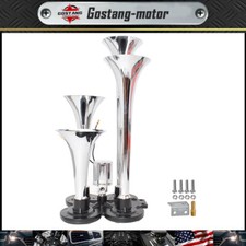 Quad Trumpet Air Horn Kit For 12v 150db Train Semi Truck Boat Rv Loud Silver New