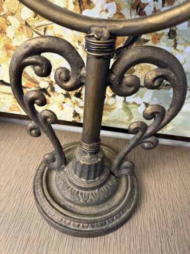 Vtg Art Deco Nouveau Large Mantle Clock Fleur De Lis Heavy Iron French Country - Picture 4 of 5