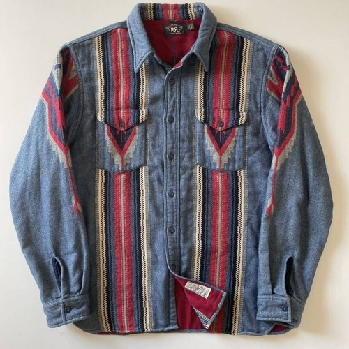 美品】RRL NATIVE NAVAJO STRIPE SHIRT ストライプ 美品】RRL NATIVE NAVAJO STRIPE SHIRT ストライプ