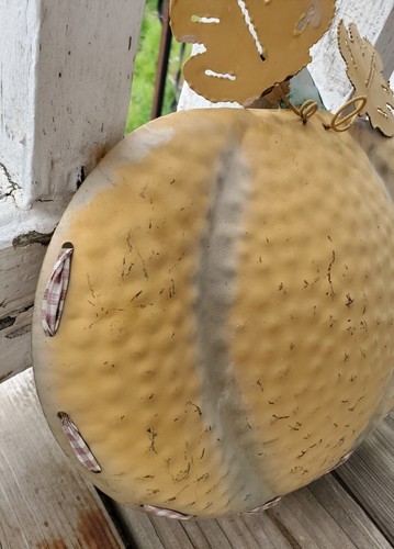 Calabaza de metal vintage 3D colgante de pared arte popular texturizado otoño decoración del hogar entrada/salida - Imagen 2 de 8