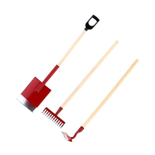 3PC 1:12 Scale Dolls House Miniatures Shovel Hoe Gardening Tools Set Accessories - Picture 6 of 9