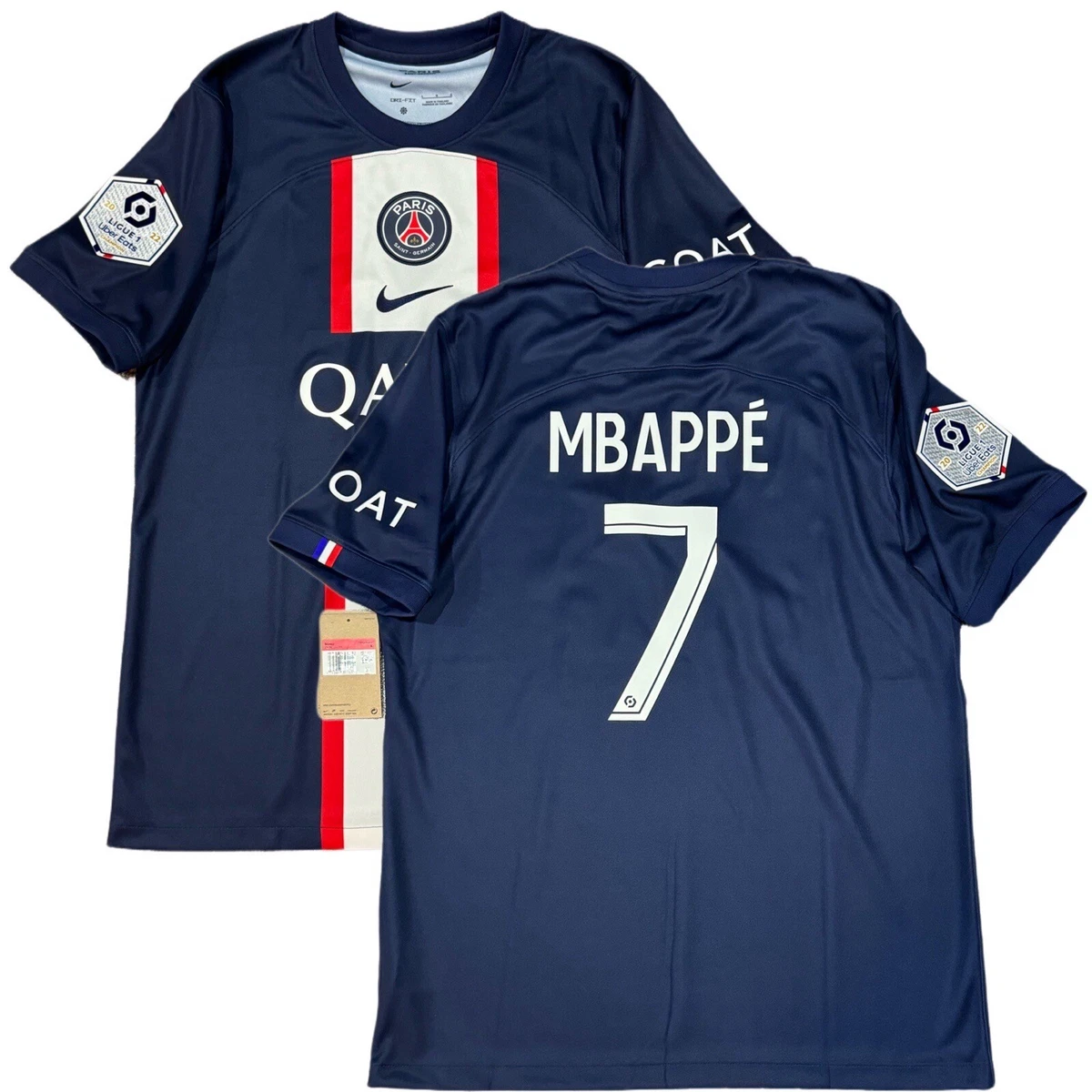 2022 23 PSG Home Jersey 7 Mbappe Large Nike Soccer Football