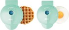 New ListingDash Mini Maker Waffle Maker + Griddle, 2-Pack Griddle + Waffle Iron - Aqua