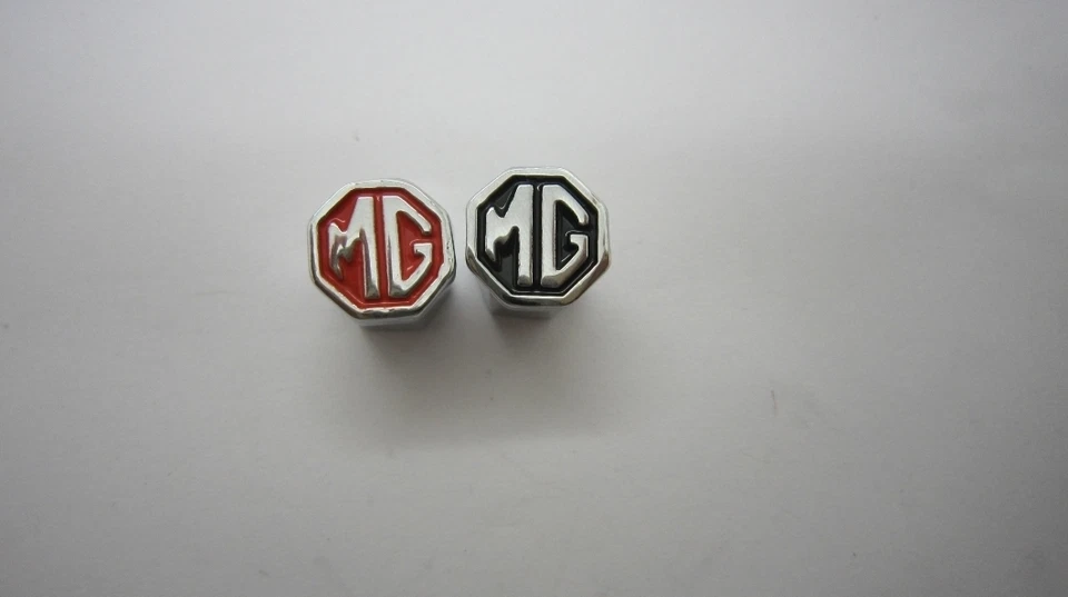 MG RED VALVE DUST CAPS SET of 4 *Unique* Tire Metal Valve Nuts MGF MGB MGBGT Foto 4 de 4