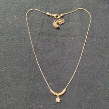 Y2K Gold Tone Flower Peach Beaded Dainty Delicate Pendant Statement Necklace