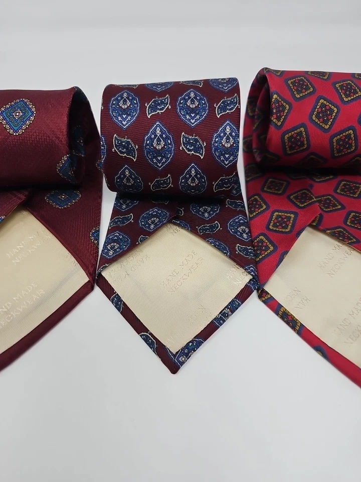 TOM JAMES Men's 100% Silk Neckties (5) USA Geometric Paisley Multicolor 58X3.5 - Image 4 of 4