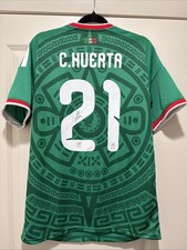 SIGNED Chino Huerta #21 Mens LARGE Adidas Mexico Home Fan Jersey