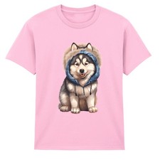 T-shirt per bambini Husky Puppy Siberian Husky Animals con cappuccio design...