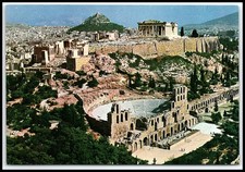 Vintage ATHENS Acropolis Parthenon Odeon Greece Chrome Postcard c1970s K006