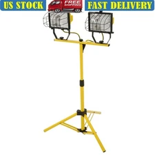1000W Telescoping Work Light Twin Head Halogen Tripod Adjustable 16000 Lumens US